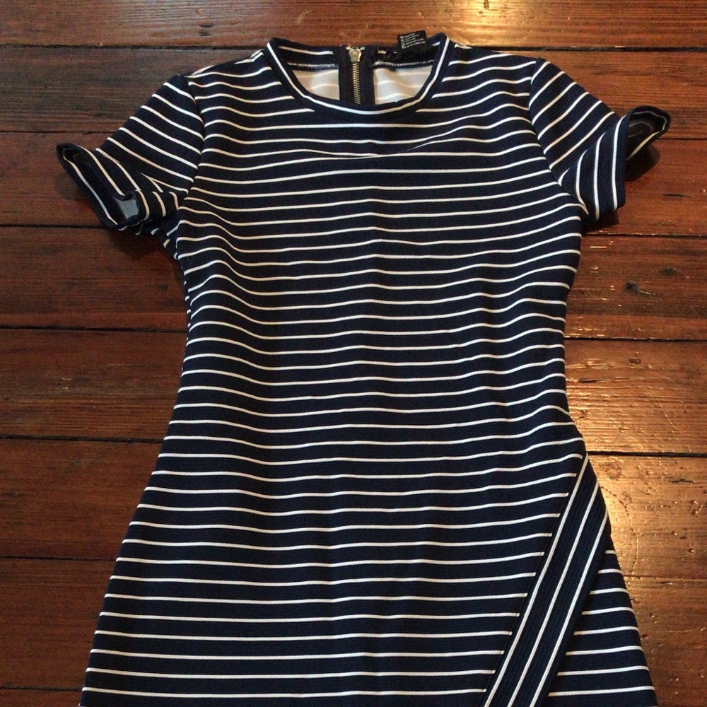 White and navy blue Striped Bodycon dress xs